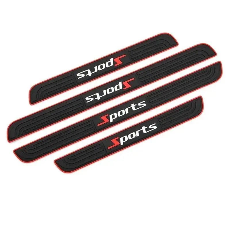 4PCS Rubber Car Threshold Bumper Strip SPORT Alphabetical Door Decorative Strip Anti-friction Scratch Car Exterior Accessories Vehicle Exterior Decoration Automotive Decoration Car Decorations