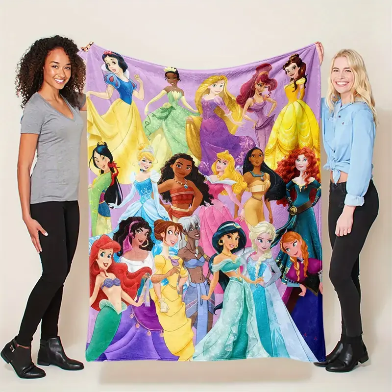 [SummerVibes] DISNEY CLASSIC Princess Cartoon Character Flannel Blanket - Soft Throw Blanket for Bed, Couch & Travel, Ideal Gift for Women, Girl