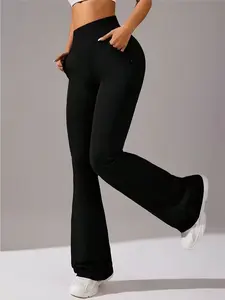 Women's High Stretch Micro Flare Sweatpants Soft Elastic Flare Yoga Pants