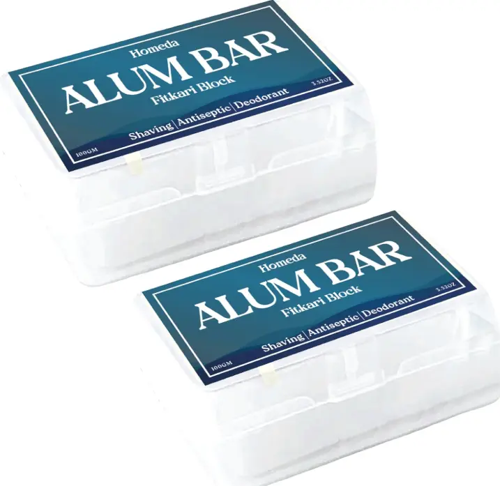 Alum Block for Shaving, Alum Stone for Face, Piedra De Alumbre Natural Bar for Underarm, Fitkari, Fitkiri, Allum Deodorant for Men and Women - with Storage Case (100g - 1 Piece)
