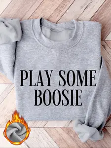 Playful Boosie, Round Neck Long Sleeve Top, Comfortable Fall & Winter Casual Wear, Hooded Pullover, Casual Sweatshirt Hoodie for Holiday Shoppers