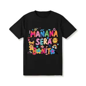 Women's Vibrant Casual T-Shirt - "Manana Sera Bonito" Colorful Letter Print, Round Neck, Machine Washable - Perfect for Spring & Autumn, Everyday Top | Playful Graphic Tee | Smooth Texture