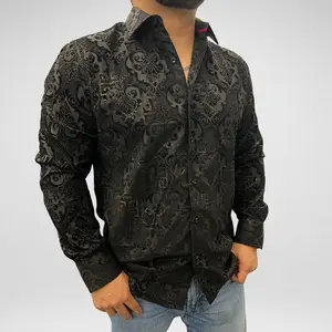 Men's Designer Fashion Long Sleeve - VIFL-222 (BLACK/GOLD)