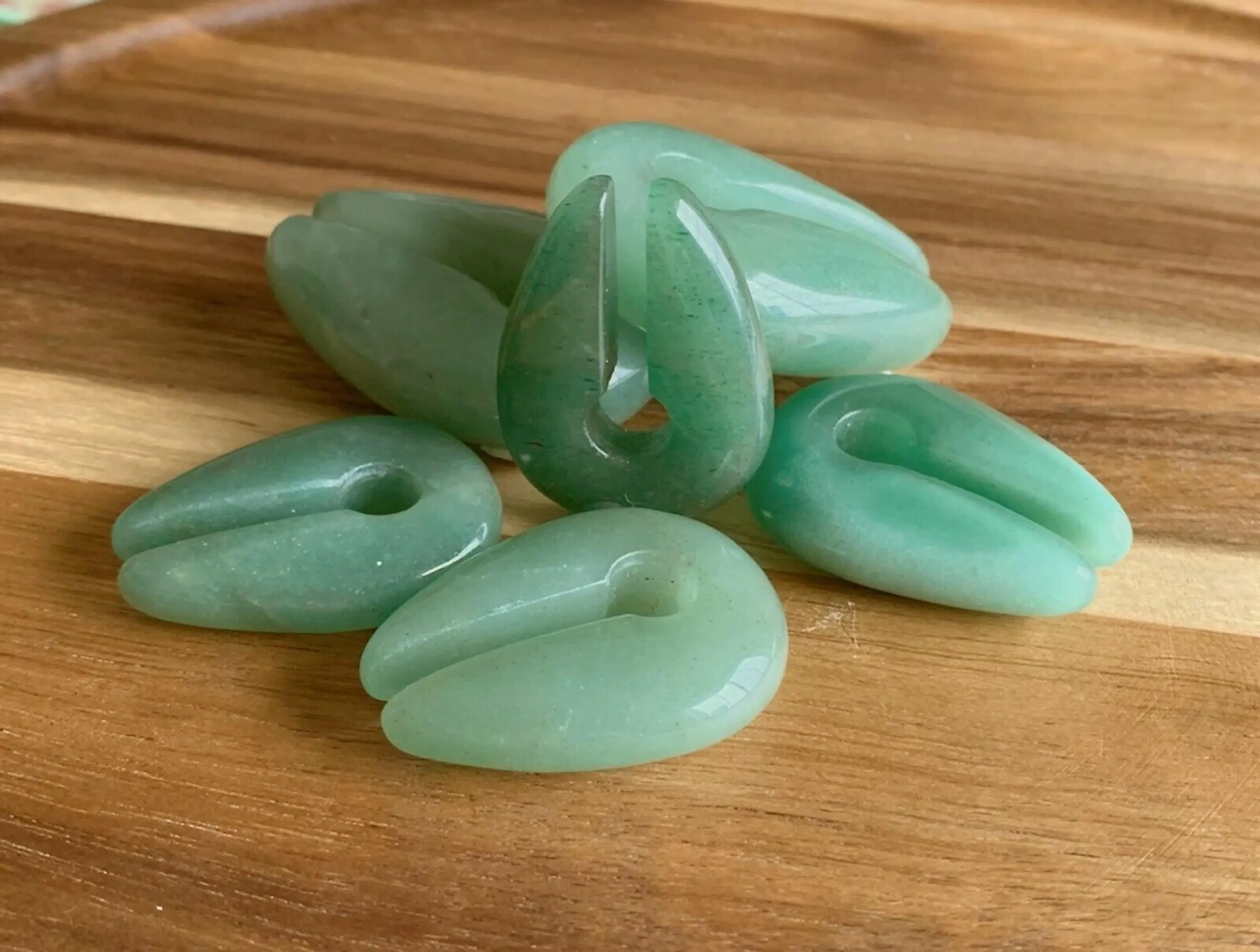 PAIR of Stunning Organic Jade Green Aventurine Keyhole Hanger Ear Weight Tunnels/Plugs - Gauge 0g (8mm) thru 5/8 (16mm)