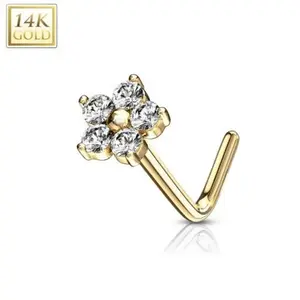 14kt Tiny Diamond Flower Nose Stud Hypoallergenic Lead Nickel Free
