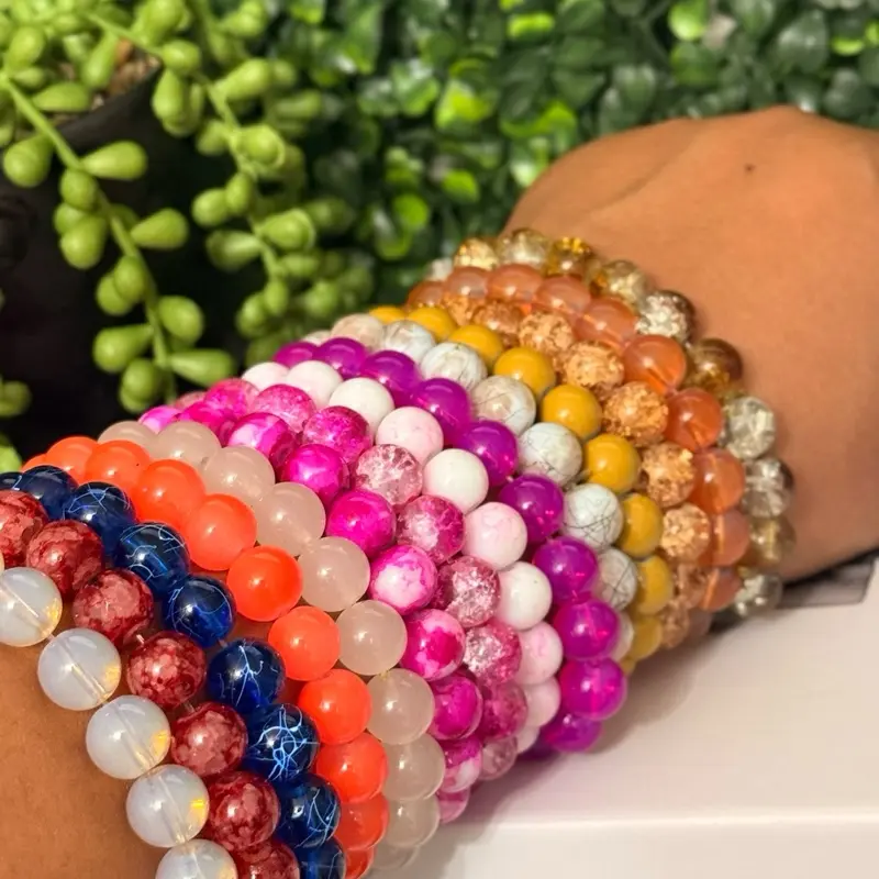 Vibrant Multi Gemstone Beaded Bracelet - Healing Crystal Design, Colorful Gem Jewelry for Women, Ideal for All Seasons