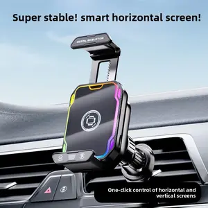 15W High-power wireless charging phone holder, smart opening and closing black technology car phone holder