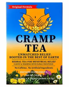 Cramp Tea Herbal Wellness Tea – Caffeine Free Botanical Tea with Dong Quai, Raspberry Leaf, Ginger & Cramp Bark – 15 Premium Pyramid Sachets for Herbal Wellness Support