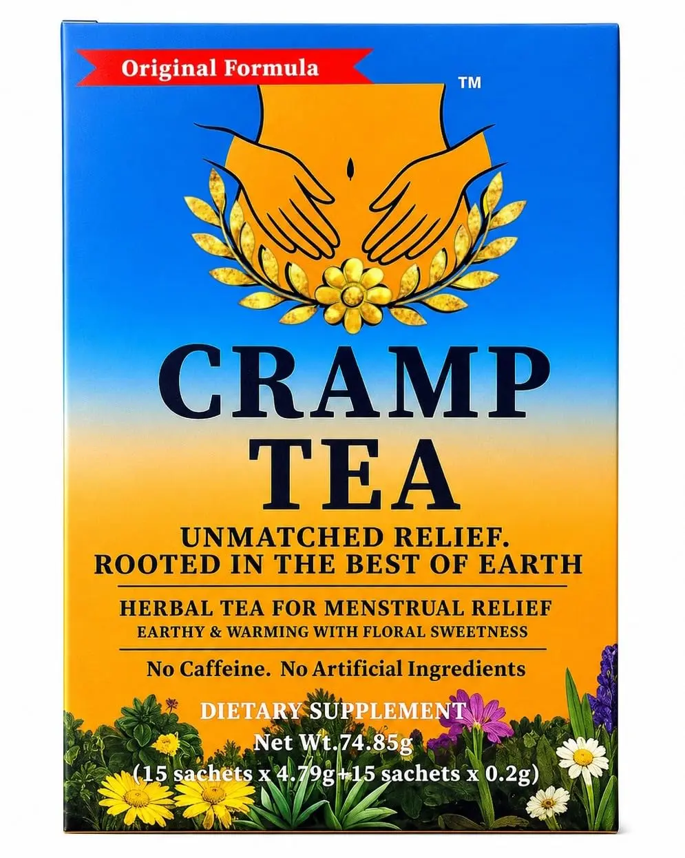 Cramp Tea Herbal Wellness Tea – Caffeine Free Botanical Tea with Dong Quai, Raspberry Leaf, Ginger & Cramp Bark – 15 Premium Pyramid Sachets for Herbal Wellness Support