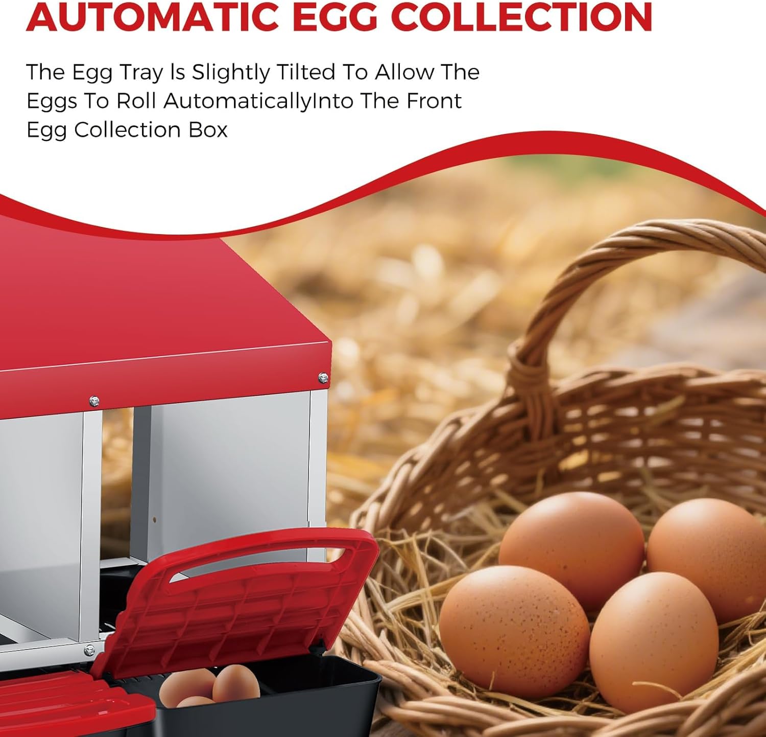Rollaway Chicken Nesting Boxes with 3/4 Compartments, Metal Egg Laying Box for Poultry, Removable Trays for Easy Collection, Wall-Mounted or Freestanding Design for Coops Red