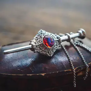 Exquisitely Carved Magical World Necklace, Magic Wand and Magic Stone Pendant Men's Necklace, Fashionable Jewelry Gift. Gothic Necklace Women Men Vintage Blood Pack Removable Wand Pendant Neckchain Cosplay Jewelry Gift Vintage Blood Pack Pendant