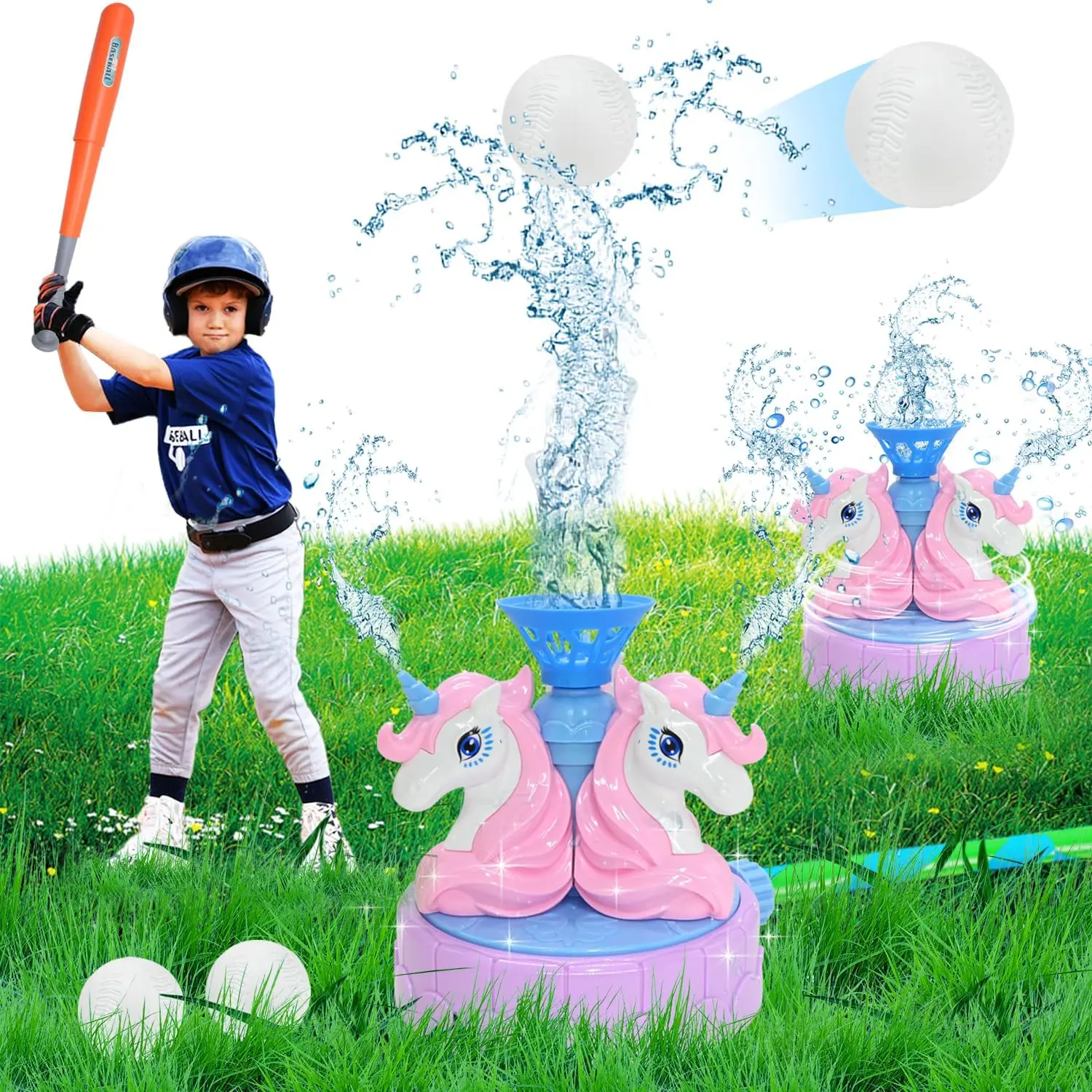 Buy one, get one free (same item) 4-in-1 Sprinkler Toy Set , Unicorn Spray Outdoor Toys, Patio Kids Sprinkler, Summer Lawn Toddler Outdoor Sprinkler Toys for 3+ Years Olds #SummerVibes