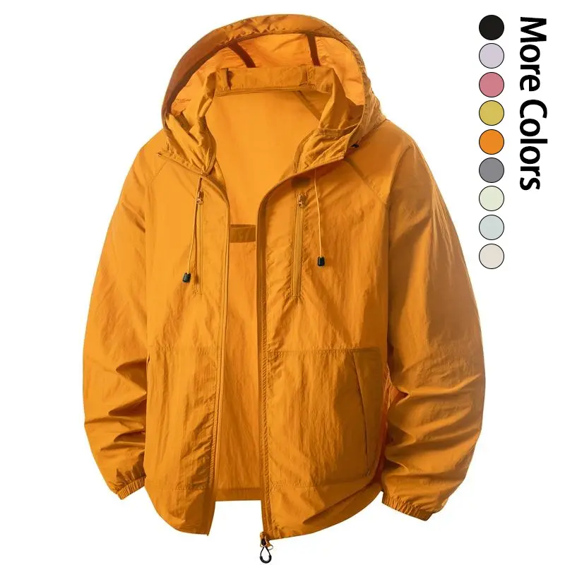 Men's Lightweight Plain Casual Menswear Tops - Summer Sunny Sun Protection Hoodie