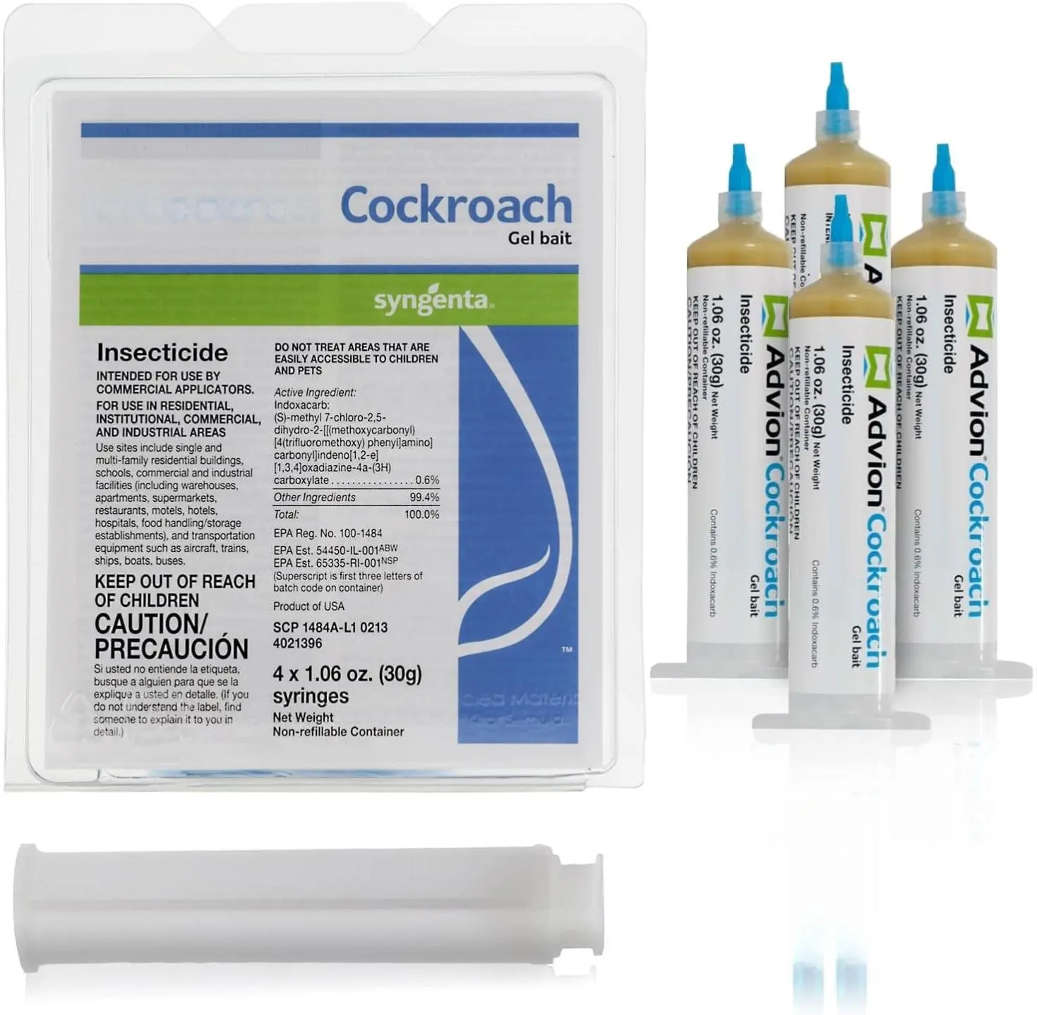 Advion Cockroach Gel , 4 Tubes x 30-Grams, 1 Plunger and 2 Tips, German  Insect Pest , and Outdoor Use, Killer Gel for American, German and Other Major Species Killing Exterminator Gel effective cleaning tool advion Bait Special Multi-Species Indoor Roach