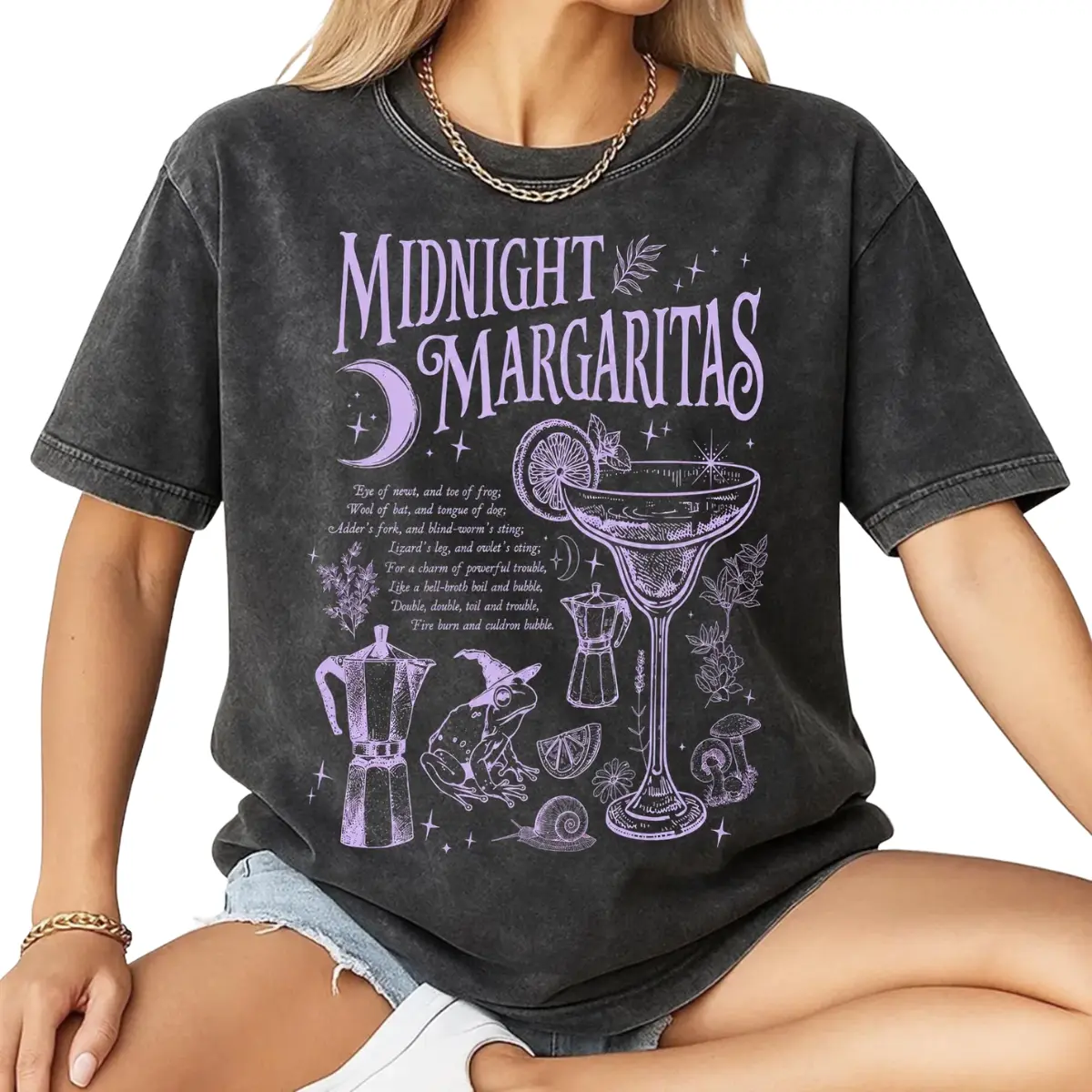 Comfort Colors Midnight Margaritas Shirt, Witchy Halloween Graphic Tee, Vintage Cocktail Lover T-Shirt, Spooky Season Fall Shirt, Unisex Halloween Gift