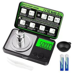 Digital Milligram Scale 50g x 0.001g, Mini Precision Scale with Tare weight Function,Calibration Weight & Backlit LCD Display, Pocket Micro Scale for Weigh
