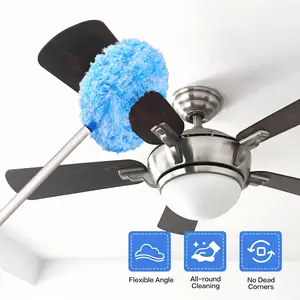 "Ceiling Fan Duster with Extension Pole"-Solid High-Density Material No-Ladder Dusting-dirt removal long handled tool,ultimate crevice,washable microfiber,cleaning agent,essential household item,heavy item,sturdy construction,home hacks,space-saving