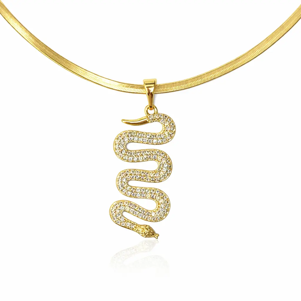 DIDIRAY 14 Gold Plated snake Chain with Serpent Pendant, Waterproof Jewelry , Hypoallergenic , whit Premium Durable Metal Plating.