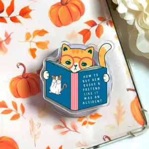 How To Buy New Books Cat MagSafe Phone Grip Kawaii Cat Reading Book Magnetic Popgrip, Funny Meme Phone Holder, Cute Gift for Book Lovers pop socket