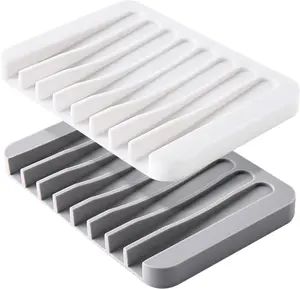 Self Draining Soap Dishes, Premium Silicone Soap Holder & Saver for Shower, Bathroom, Kitchen, Bath Tub, Razor, Sponges, Drains Water Very Well, Can Extend Soap Life, Easy Clean