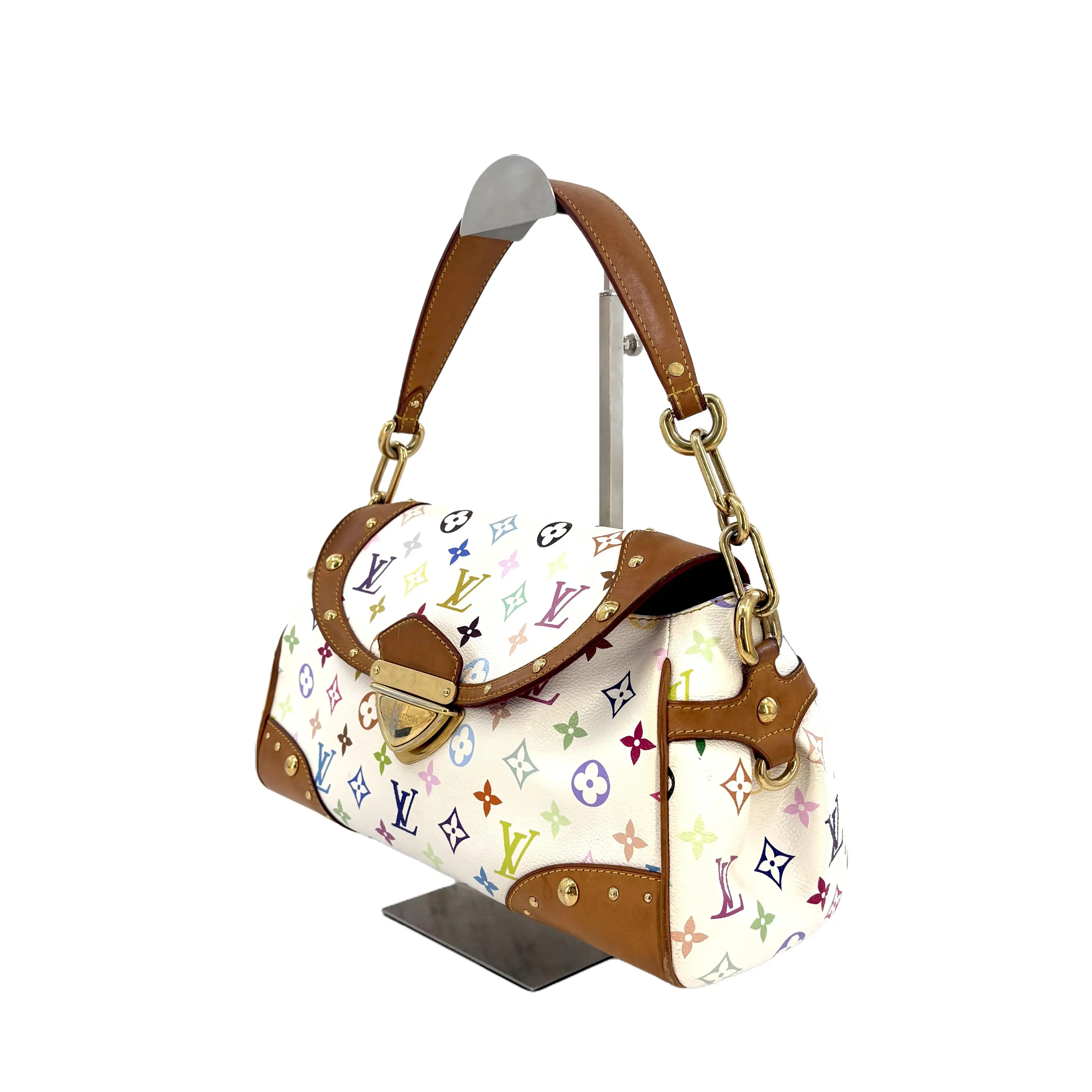 Pre-owned Louis Vuitton Leather Shoulder Bags Pre loved Vintage Beverly MM White Multicolore Murakami Shoulder Bag B00256