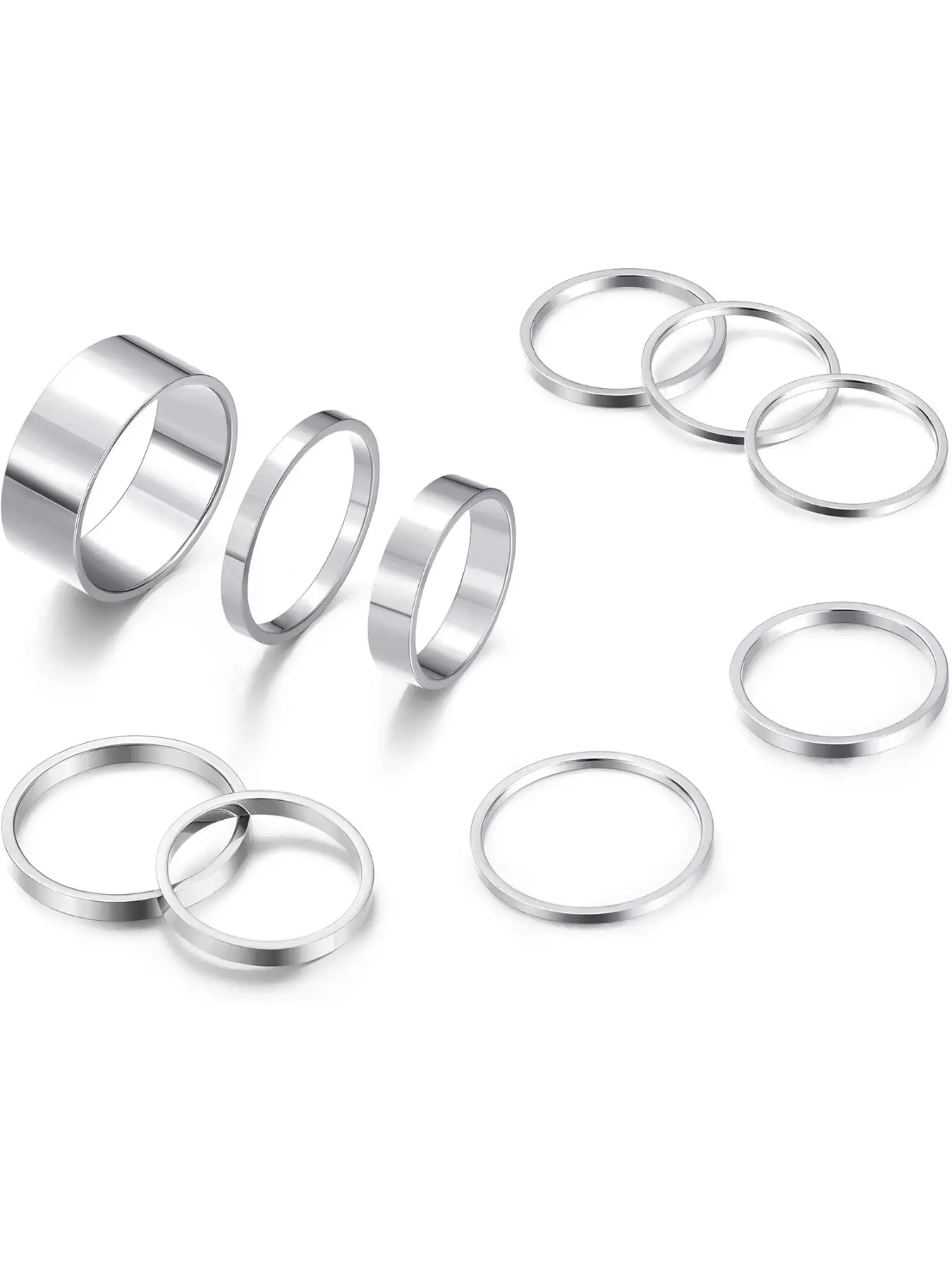 8-10 Pcs Knuckle Rings Set Stainless Steel Ring Simple Smooth Finger Stackable Rings Set for Women Plain Band Rings