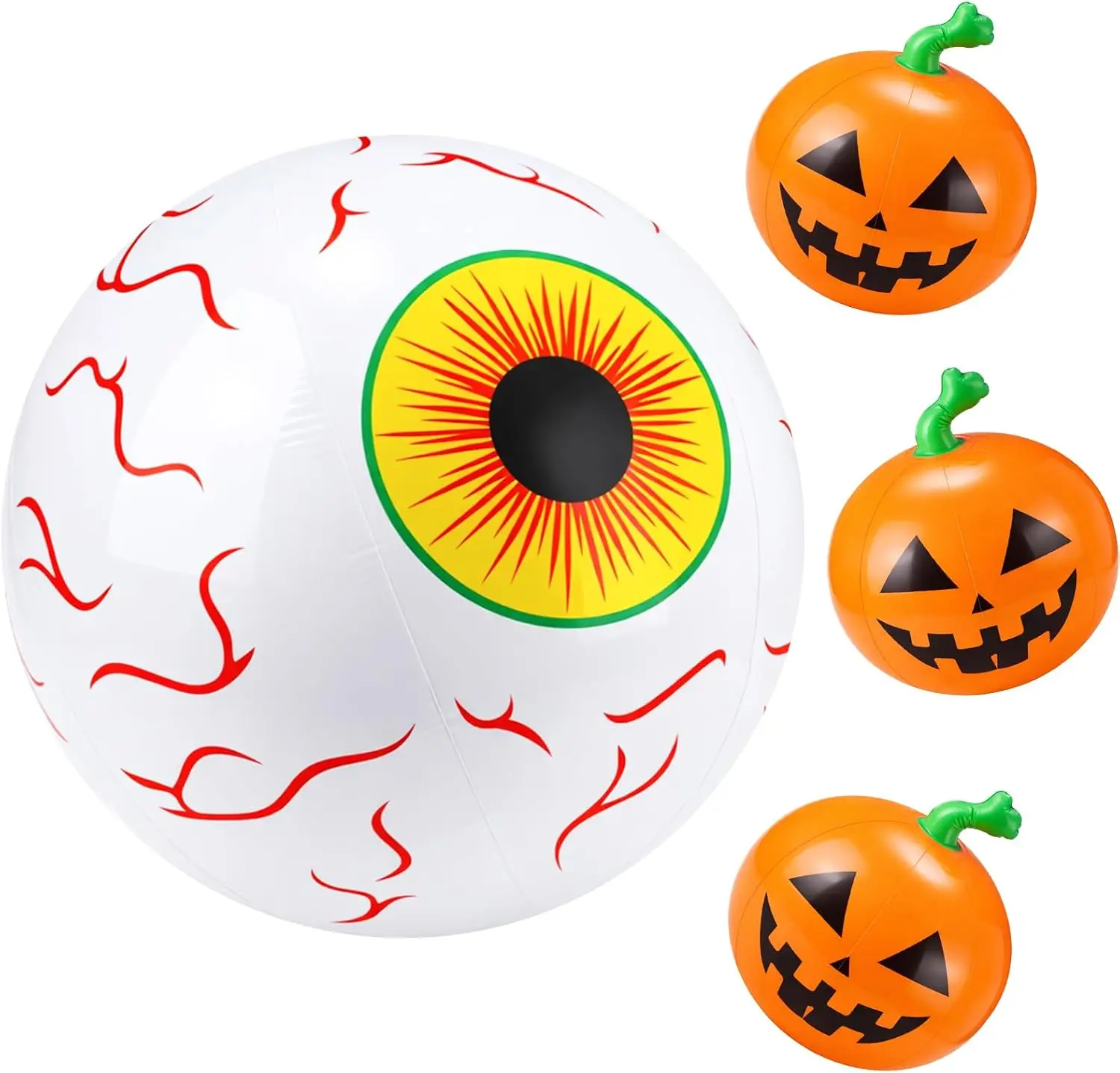 Soulchen 4 Pcs Summer Halloween Pool Decorations Funny Inflatable Floats 16" Include Giant Eyeball and Inflatable Pumpkin Decor for Pool Beach Halloween Decor Spooky Themed Party Suppliesspooky season decor, spooky yard decor, halloween yard decor, hallow