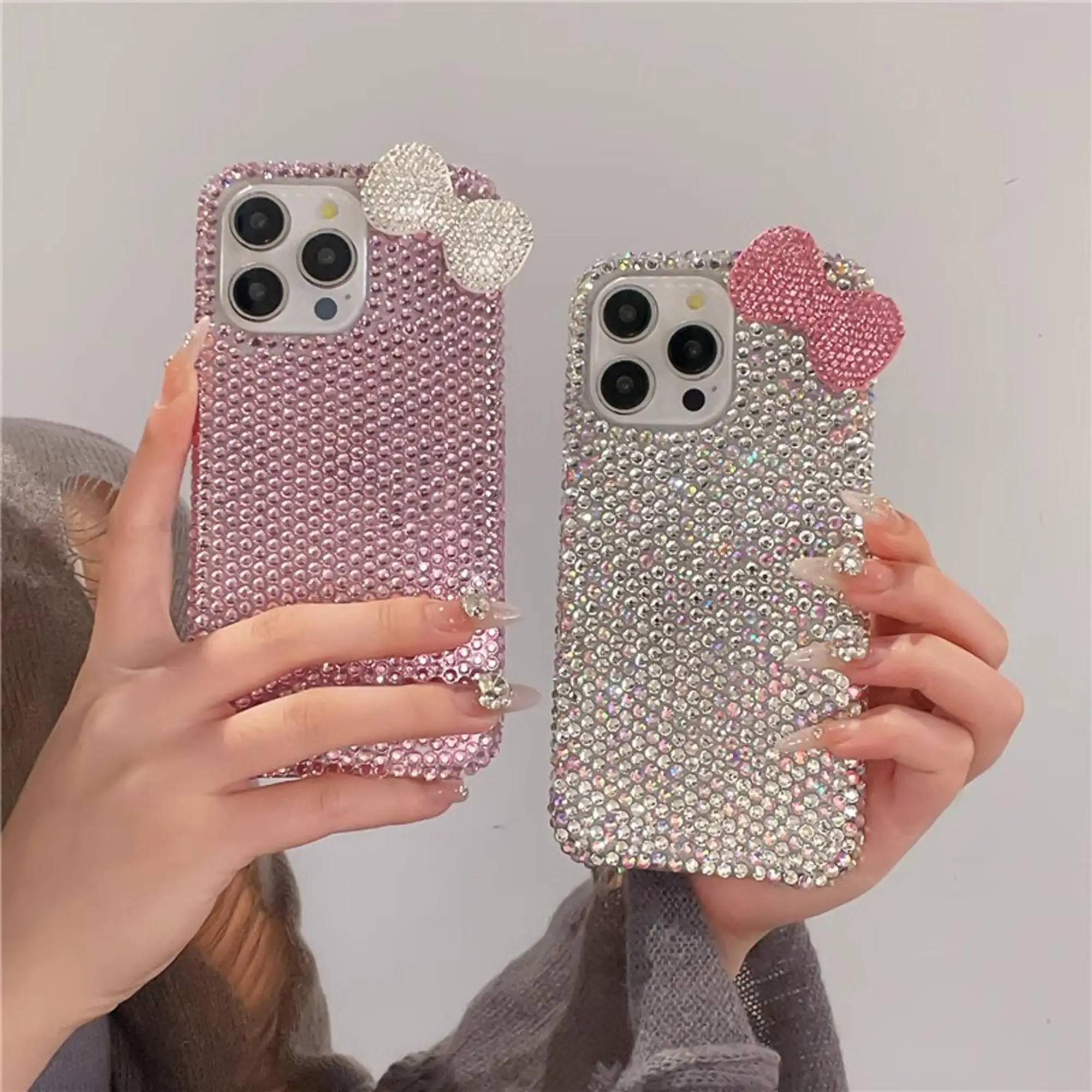 Bow Decor Phone Case, 1 Count Rhinestone Decor Phone Protective Cover, Phone Accessories Compatible with iPhone, Casing, Best Friend Gifts, Cute Phone