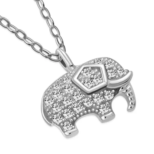 My Daily Styles Unisex Elephant Shape Pendant Necklace - 18 in Silver Cubic Zirconia Chain, Small Casual Charm Costume Jewelry for Daily Wear, Adults