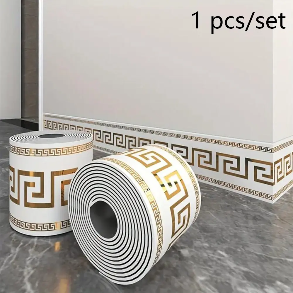 1 roll, 197 inches x 3.94 inches, large roll thickened, European-style marble tile panel wallpaper, Decorative wallpaper, self-adhesive PVC brick imitation, DIY removable without residue, waterproof, wear-resistant, long-lasting, bedroom corner decorati