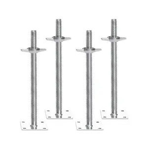 VEVOR 4-Pack Adjustable Leveling Jacks, 18.2 In Adjustable Height 3307lbs/1500kg Total Load Capacity Scaffold Jacks Feet, Solid Carbon Steel Screw Jacks for Baker-Style Scaffolding Equipment, Silver