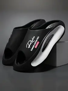 Unisex Casual Thick Sole Slide Sandals for Summer, Breathable Non-Slip Beach Footwear for Teens, All Seasons Essential Footwear, Slipper