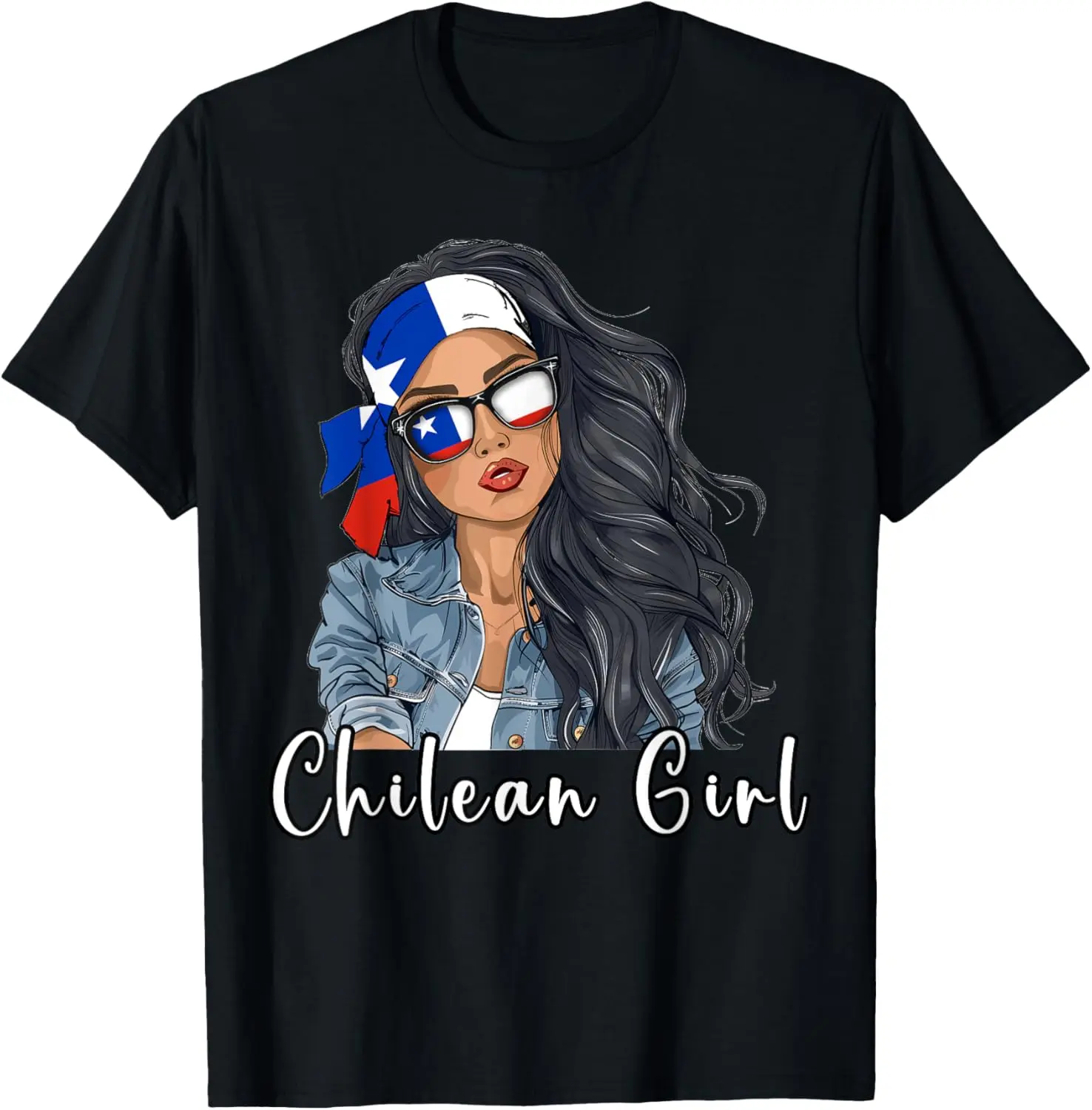 Women's 100% Cotton Vintage Short-Sleeve Graphic T-Shirt - Chilean Flag Printed Casual Clothes for Everyday Wear