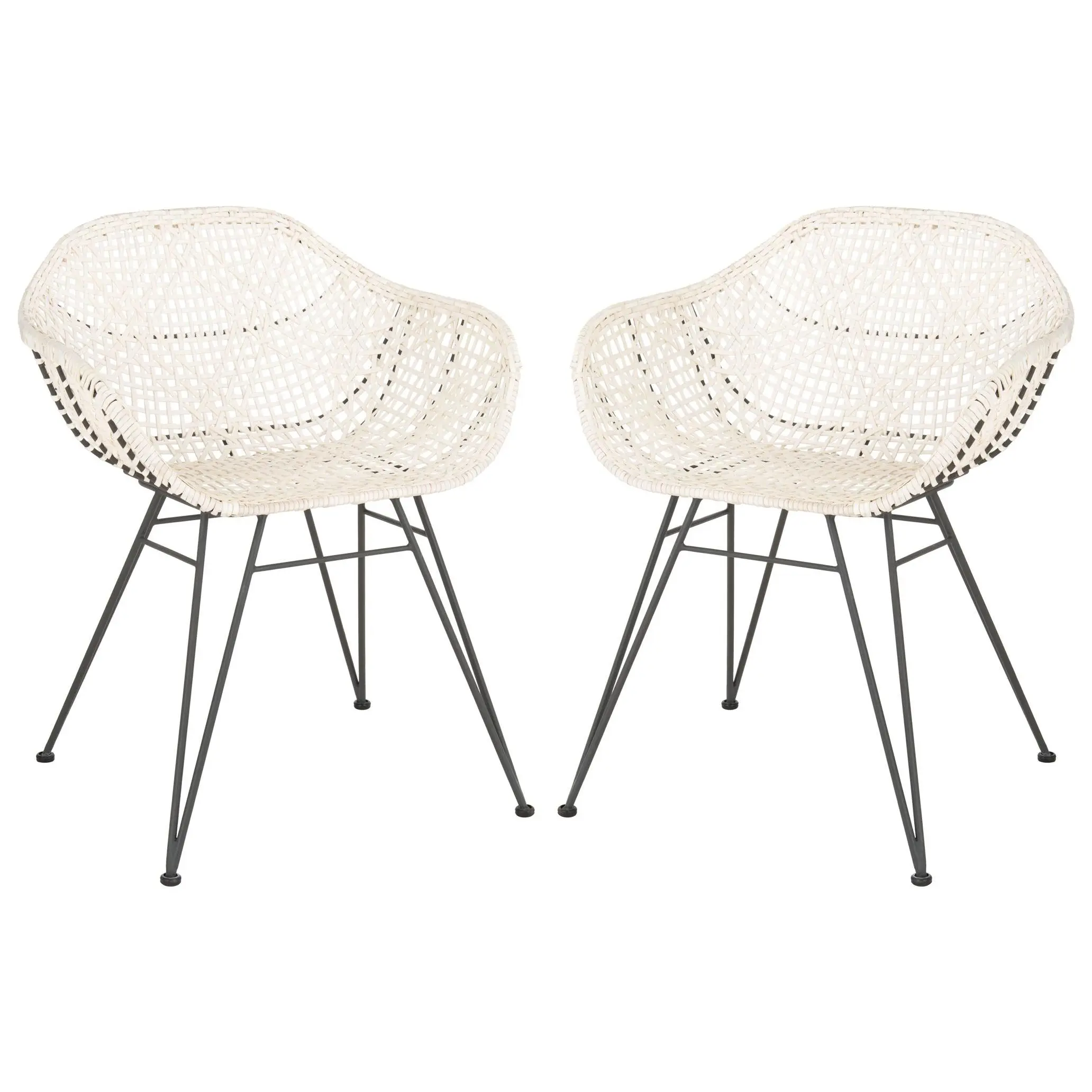 Safavieh Jadis Leather Woven Dining Chair (Set of 2)