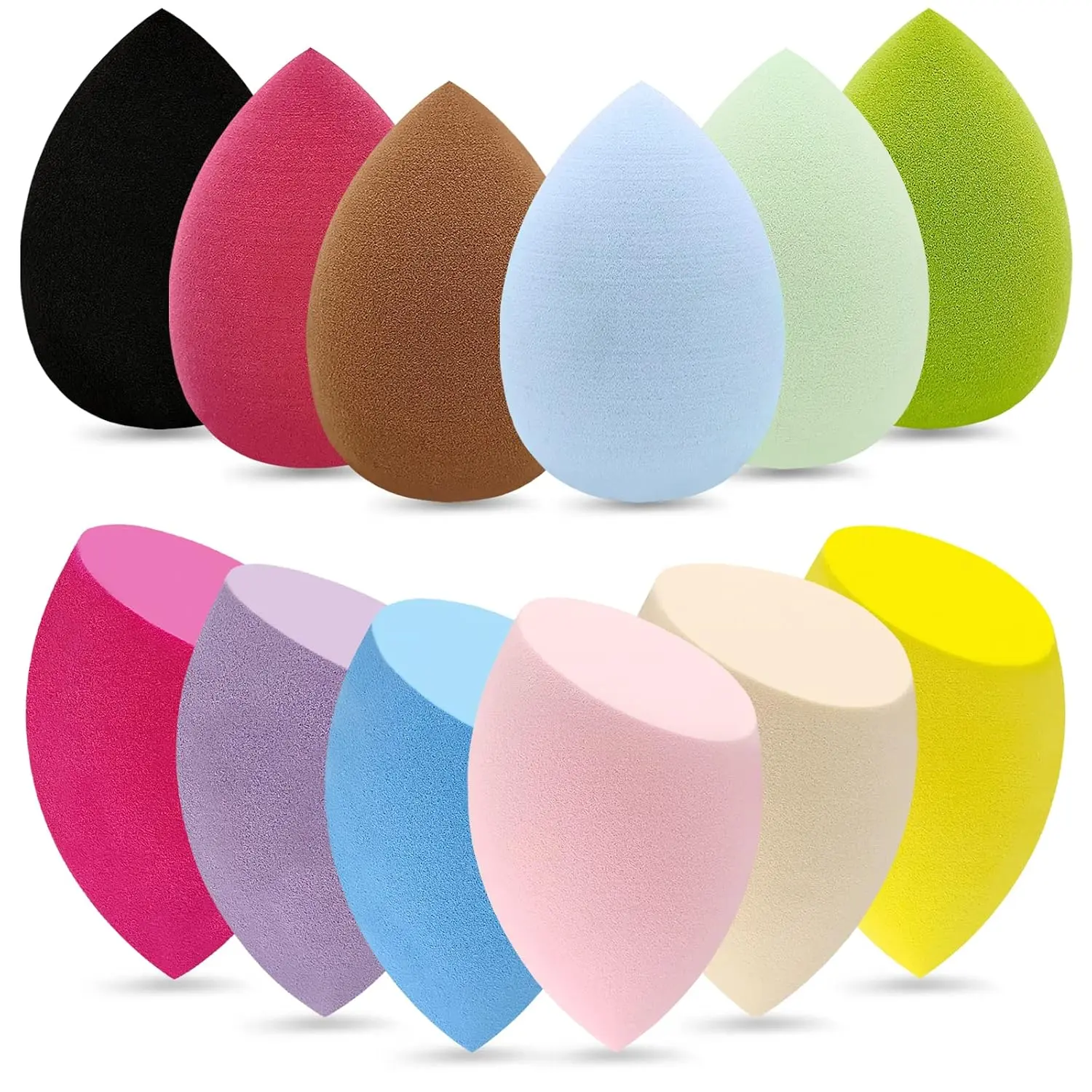 12 Pieces Professional Makeup Sponge Set Latex Free Flawless Soft Setting Face Puffs Multicolor Beauty Blender Cosmetic Applicator for Powder Liquid Facial Makeup Tools