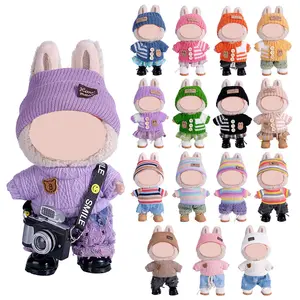 Adorable Doll Clothes Set for La-bu-bu,Cute Overalls & Top Outfit for 15cm/17cm Dolls | Kawaii Fashion Wardrobe, Stylish DIY Outfit, Perfect Doll Accessories Gift