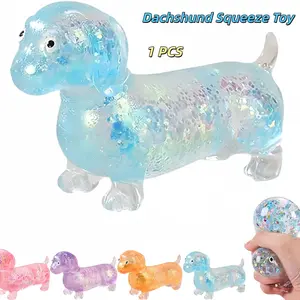 Trendy Glitter Miniature Dog Squishy Toy, Soft Gel Stress Relief Model, High Aesthetic Sparkle Healing Toy, Portable Anxiety Relief Item, Squishy Sensory Play