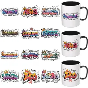 12PCS Text Zodiac UV DTF Cup Wrap UV DTF Transfer Paper Suitable for Mugs, Glasses, Notebooks, Computers, Tables and Chairs, etc. for DIY Creativity, High Viscosity UV DTF Cup Wrap