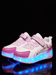 LED Light-Up Roller Skates for Kids - Adjustable 2-in-1 Skates Convertible to Sneakers | 12 Color Modes & ASTM Safety Certified | Quad Wheel Skating Shoes for Boys Girls Ages 5-15 Years