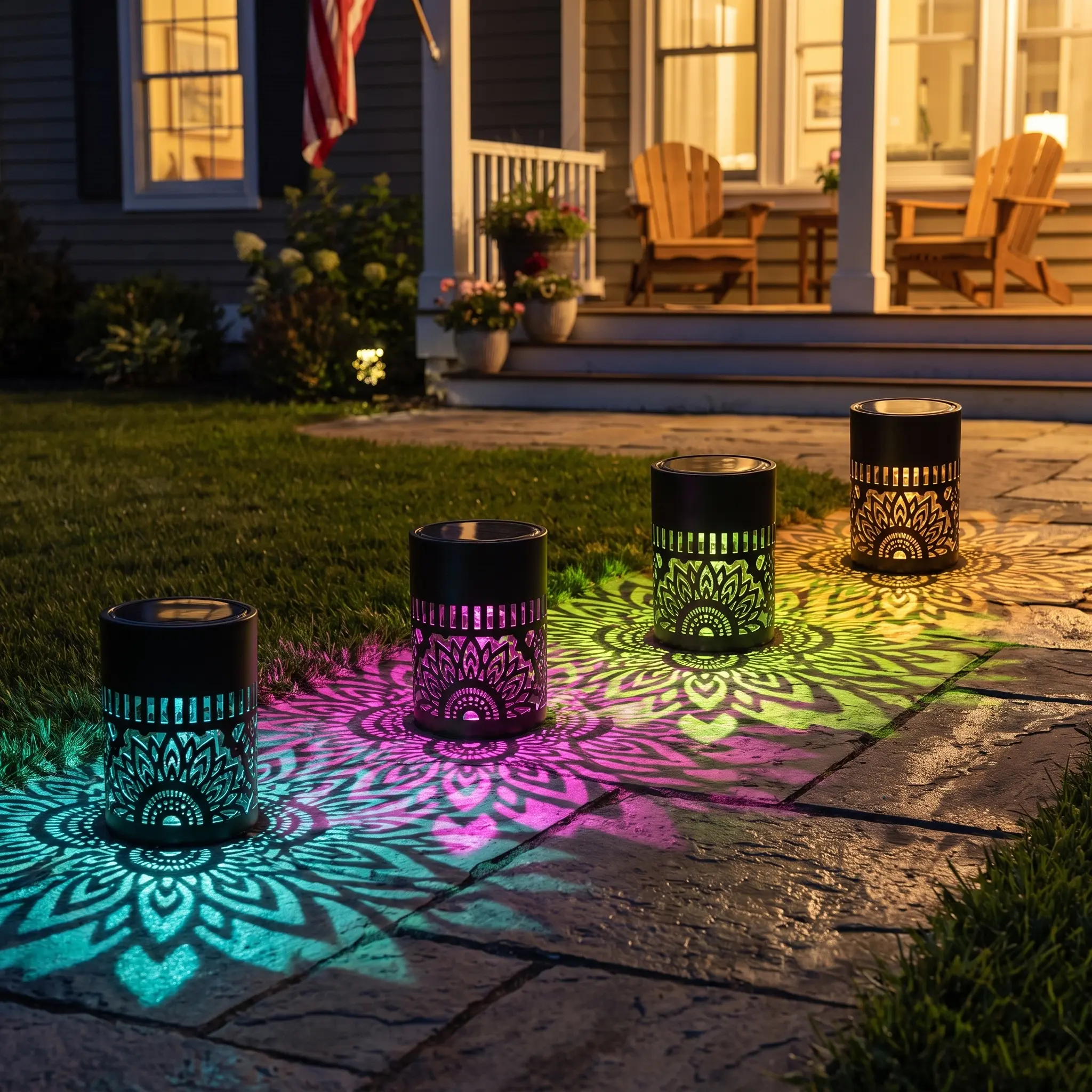 7-Color RGB Solar Wall Light, Waterproof Outdoor LED Lamp with Auto On/Off, Garden Lighting for Outdoor Festive Patio Landscape