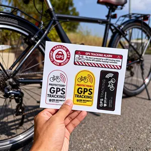 5pcs Universal, Durable Warning Stickers for Bicycles/Electric Bikes/Motorcycles, with GPS Letters, Highly Visible Warning, Cycling Decorative Accessories, Essential for Outdoor Riding, Warning Stickers