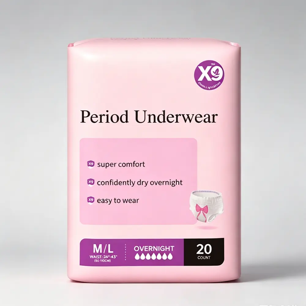 X9 Disposable Menstrual Pants，High Absorbency and Leakproof for All Flow Strengths，specially designed for women,female Adult Incontinence Underwear,Disposable period pants，Clinically Tested Safe-no fluorescent agents(ML, 20 Count)