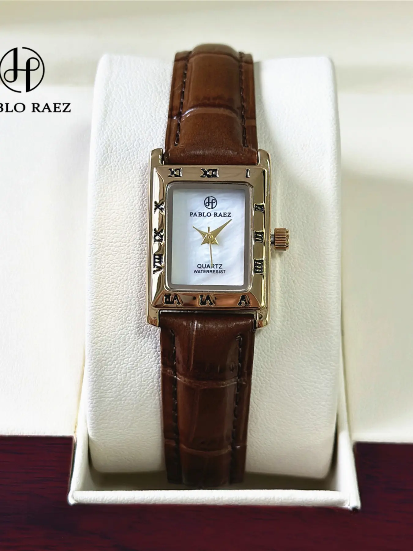 Elegant Women's Quartz Analog Watch, Sus304 Stainless Steel Case, Leather Strap, Casual Square Luxury Business Watch, Stylish Watch, Fashion Quartz Watch, Quartz Wristwatches