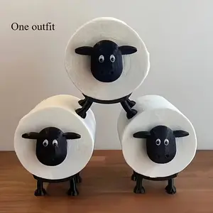 Cute Animal-Shaped Toilet Paper Holder, Adorable Sheep & Cow Design, Durable Plastic, Freestanding, Bathroom Decor, Compact Design