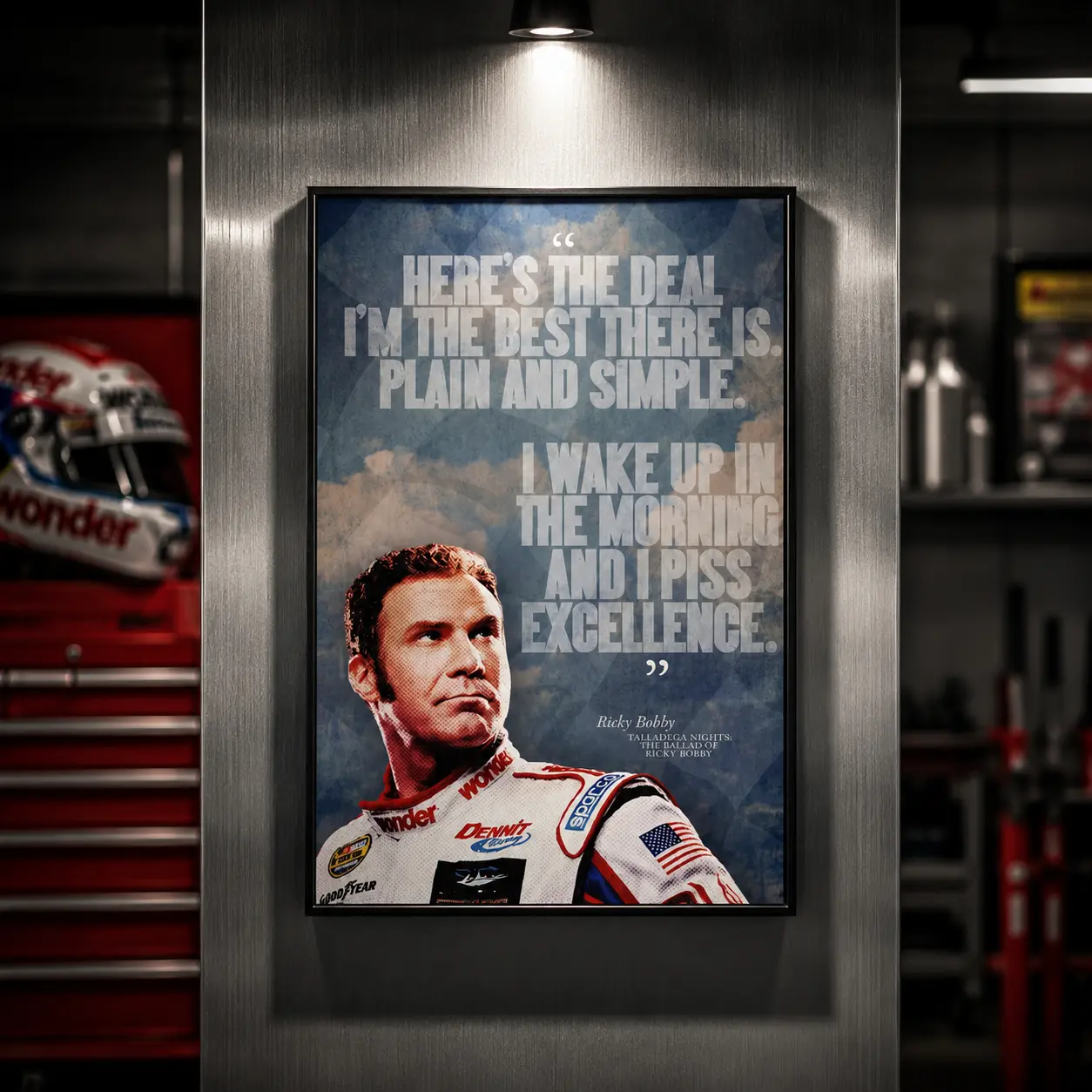 Talladega Nights Ricky Bobby "Excellence" Quote Poster - Funny Movie Wall Art, Dorm Decor for Guys, Mens Room Decor, Gag Gift