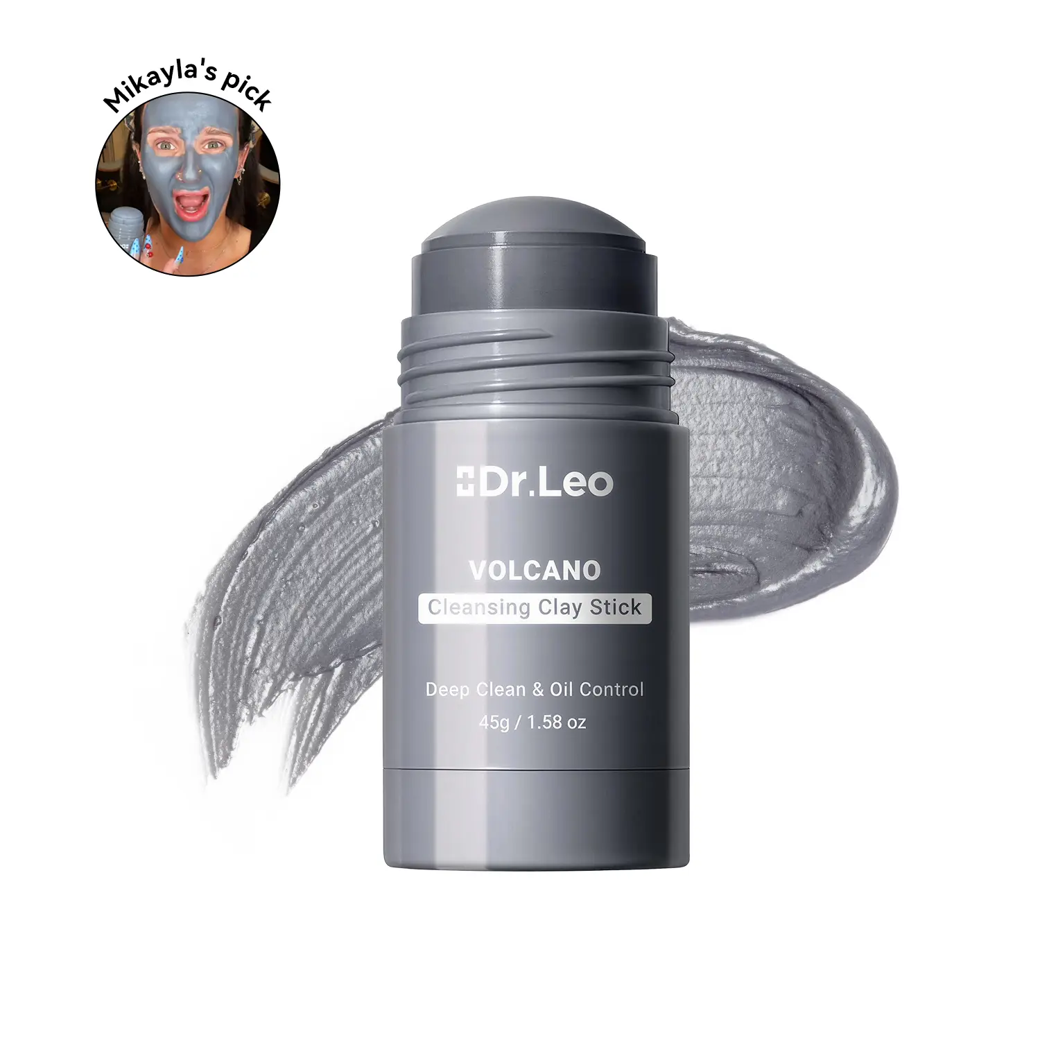 Dr.Leo Charcoal Volcanic Clay Mask Stick - 45g Travel Size Skin Mask, Fragrance-Free Acne Clearing Products, No Mess, No Dirty Fingers, Deep Pore Cleansing, Blackhead Removal, Oil Control, Detox, Hydrating, Gentle for Sensitive Skin #sohochic