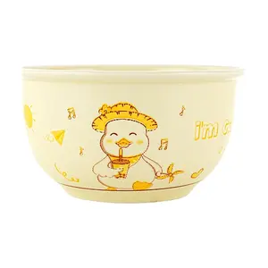 Golden Lion Cute Ceramic Rice Bowl - Yellow Glazed Duck Design, 400ml, 11.7cm Diameter