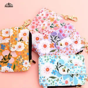 PineRise Mother's Day Gift Women's Boho Style Beaded Tassel Decorated Keychain with Flower Pattern Wallet Chic Gorgeous Keychain for Key & Bag