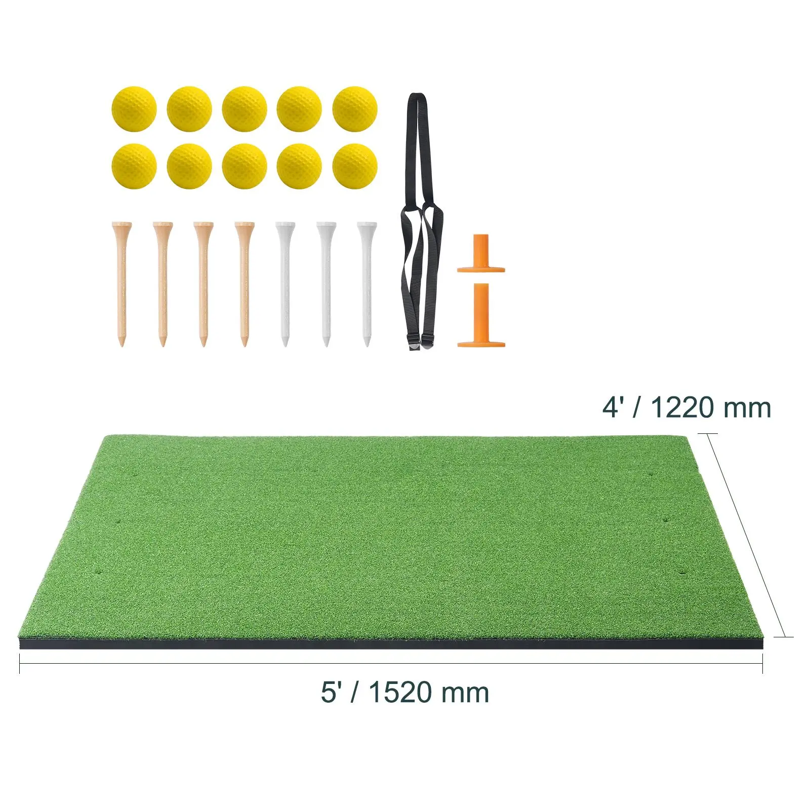 【Backtoschool】VEVOR Golf Hitting Mat, 5x4ft Artificial Turf Golf Hitting Mat, Golf Hitting Training Aids with 10 Golf Balls, 9 Golf Tees, Golf Practice Hitting Mat for Backyard Driving Indoor Outdoor Training