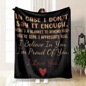 Inspirational Quote Flannel Blanket Love Appreciation Print Soft Cozy Warm Throw Blanket for Bedroom Living Room Office Anniversary Valentine Gift